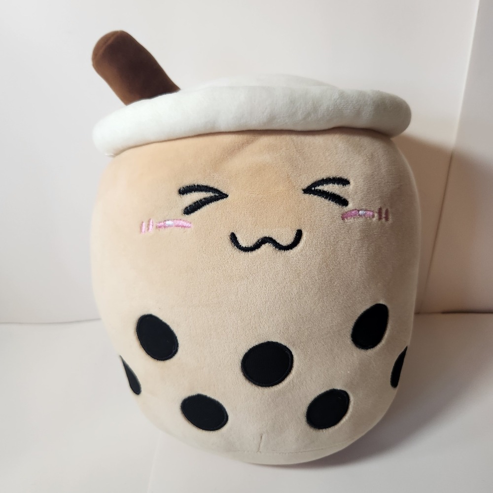Kawaii Boba Tea Plush 12 Inch Brown Bubble Tea Stuffed Animal Squishy Toy Pillow